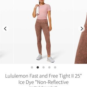 Lululemon Fast and Free tight 25” Ice Dye Non Reflective sz 4 Wash Brown Earth